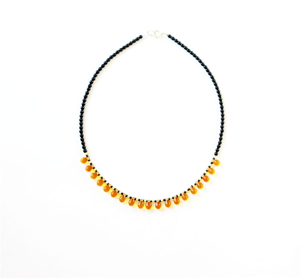 Miniature : Collier gouttes orange et noir