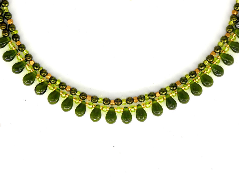 Double rang gouttes vert olive