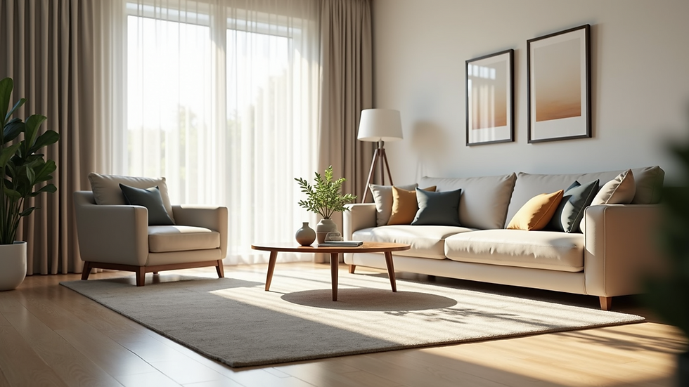 Eye-level view of a sparkling clean living room