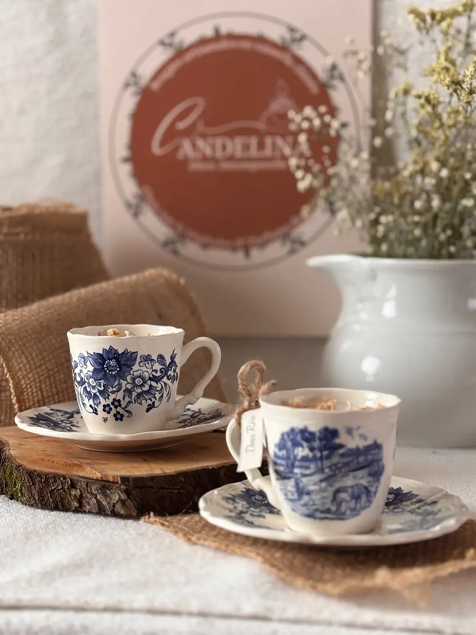 Miniature : Bougies parfumées tasses Sarreguemines vintage chinée