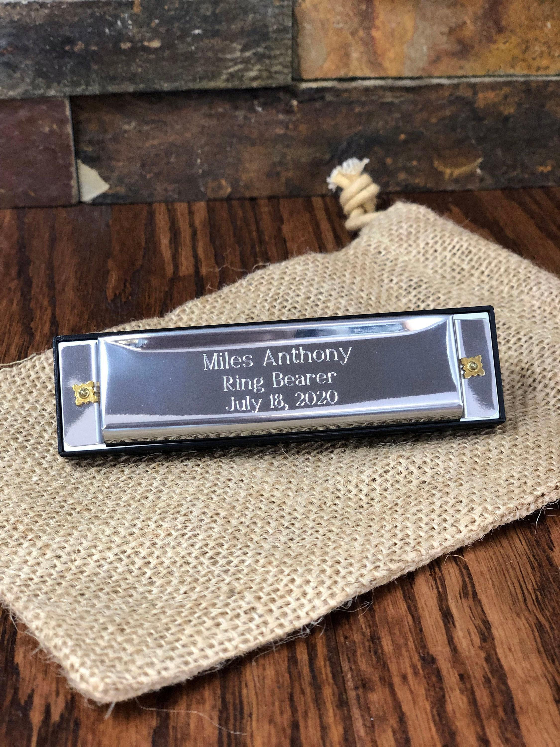 Harmonica Personalized Stainless Steel, Groomsmen, Kids Gifts, Ring bearer,