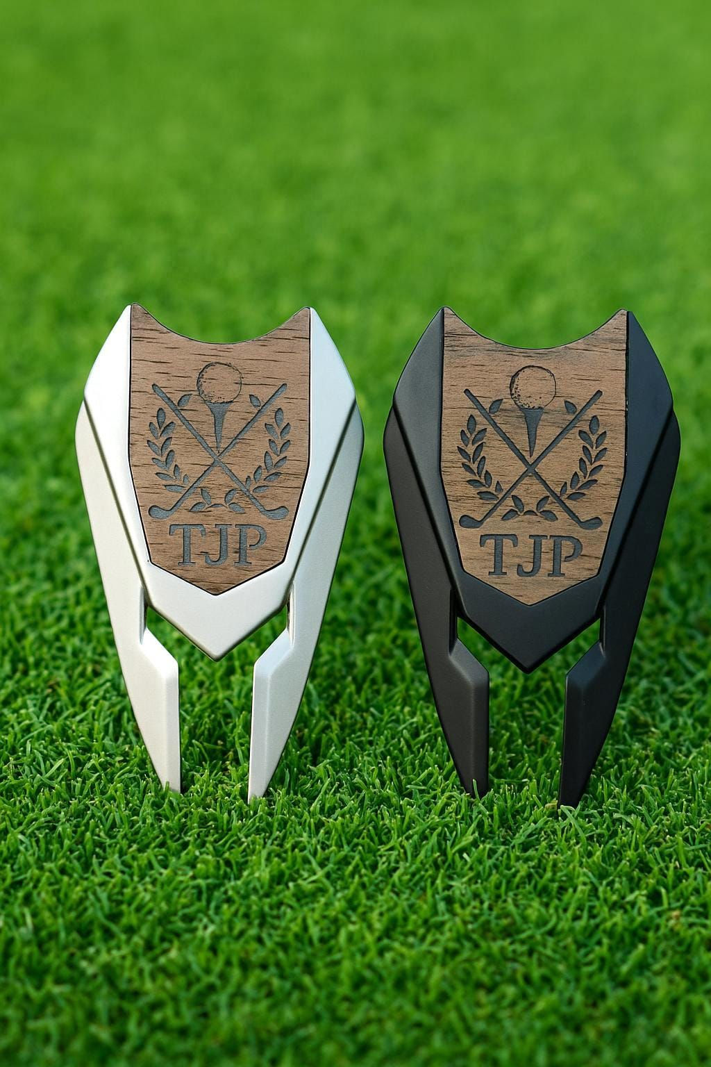 Personalized golf divot repair tool, custom engraved magnetic ball marker,
