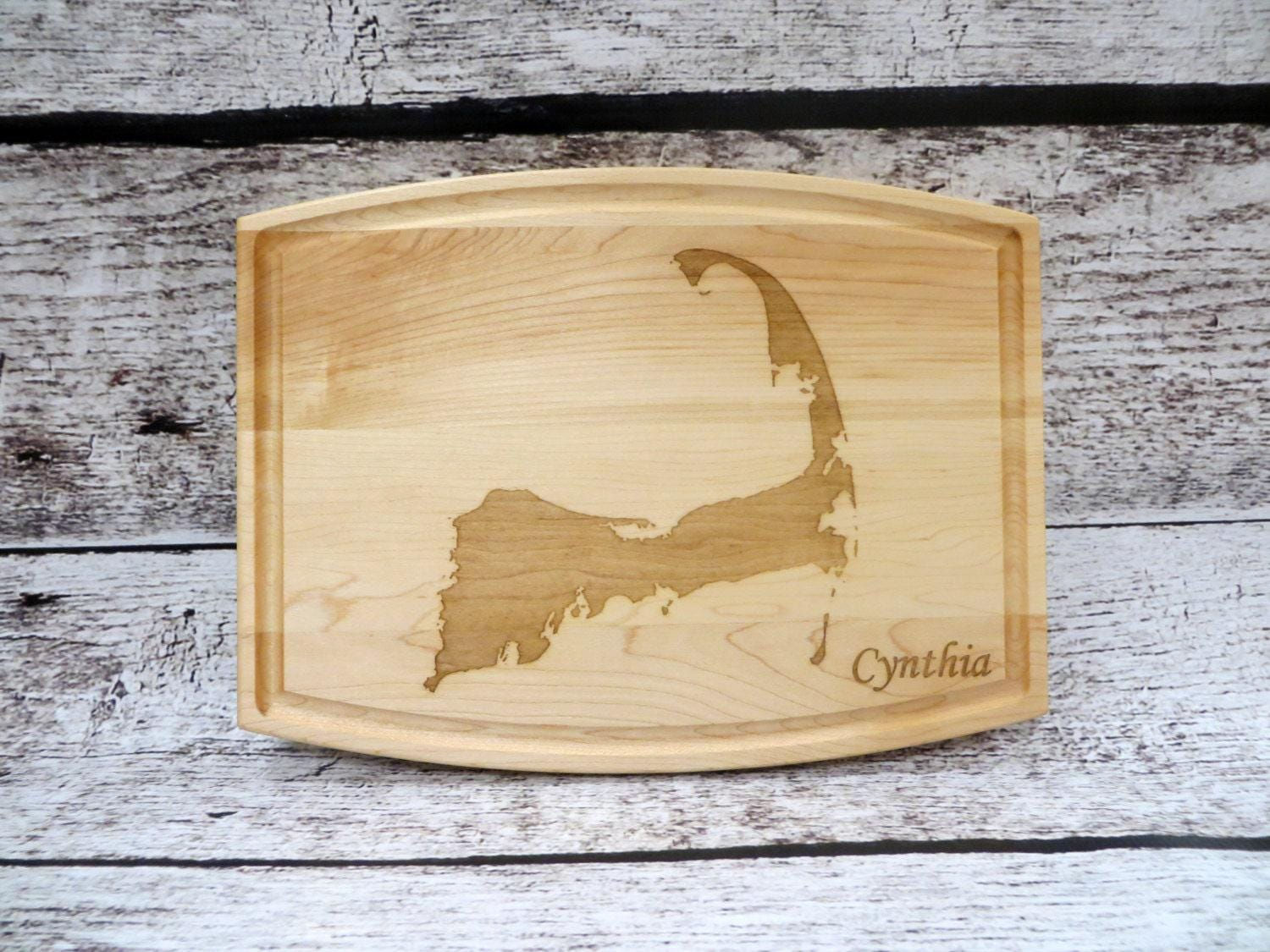 Personalized Cape Cod Cutting Board - Maple- Walnut - House Warming - Wedding