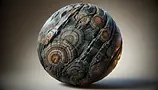 DALL·E 2024-03-18 11.50.46 - A photorealistic image of a dark stone textured sphere with a