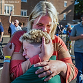 Mom hugging her son