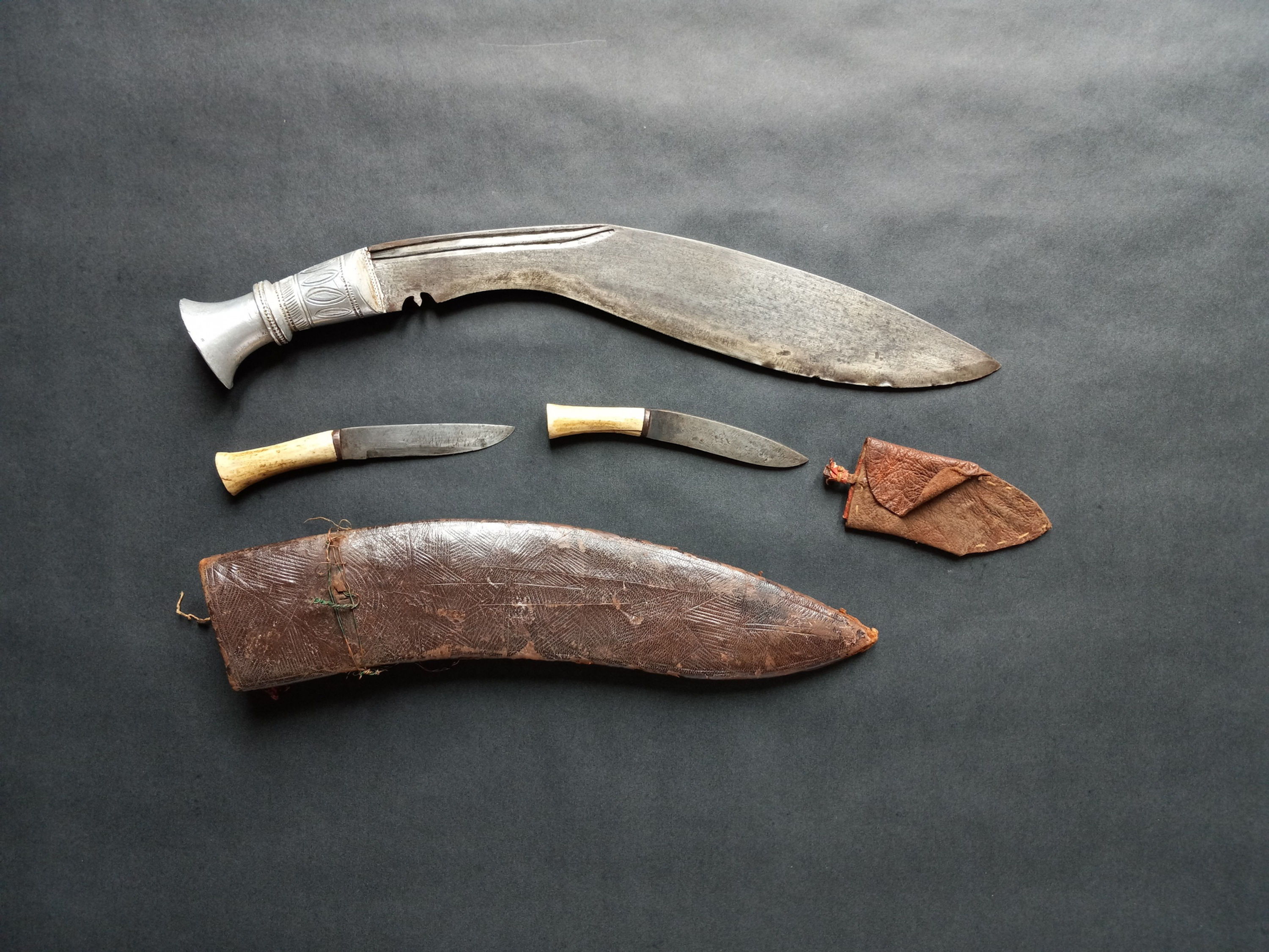 WW2 Kukri with white metal hilt