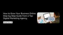 Workspace with laptop, charts, and notebooks illustrating a step-by-step guide to growing a business online.