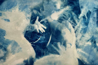 Cyanotype Figure Portrait titled 'Chaos' by Cat Welch