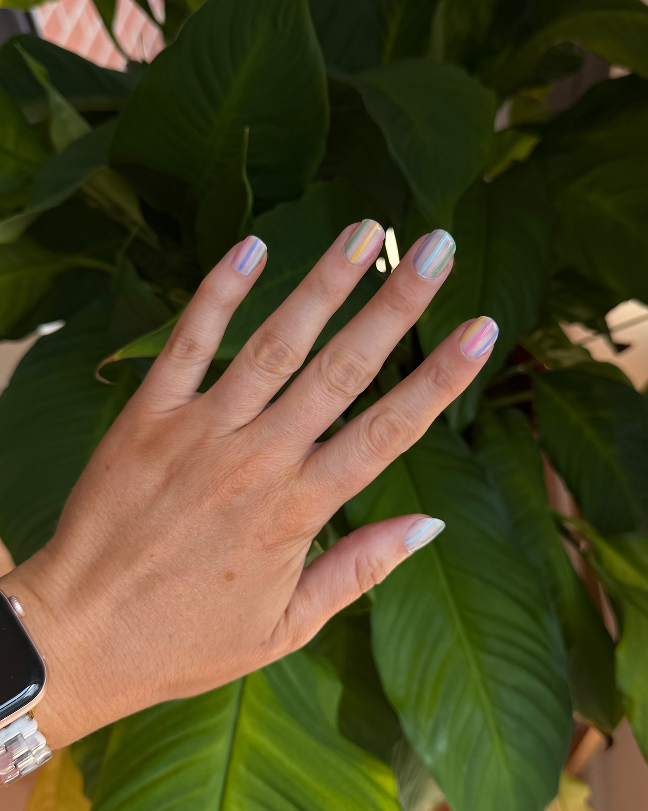 rainbow stripe manicure - colorful nail ideas
