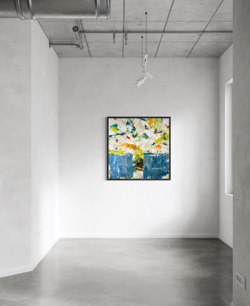 Thumbnail: Still Standing original large-scale abstract landscape painting by David Brett textured acrylic mixed media in a gallery