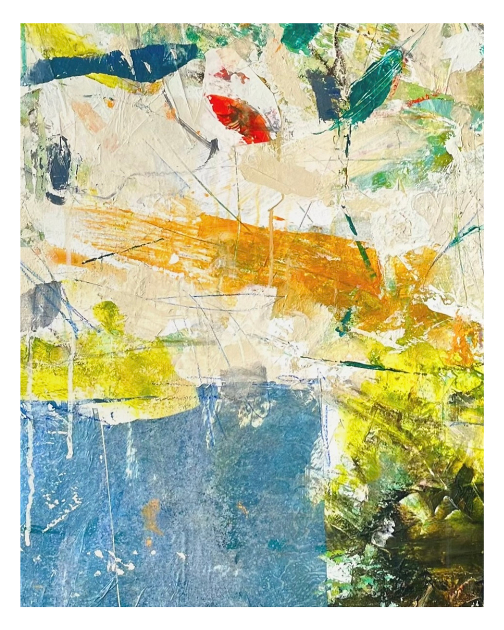 Thumbnail: Close-up detail of textured painting Still Standing showing heavy palette knife strokes, impasto acrylic layers in muted
