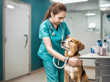 A dog taking a vaccination in a vet clinic consultation room.jpg