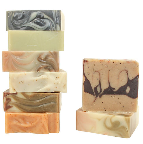 A colorful stack of our handcrafted all-natural soaps