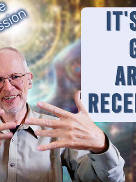 Smiling man gestures in front of colorful background. Text reads "Weekly Free Live Healing Transmission" and "IT'S ALL A GIFT! ARE YOU RECEIVING IT?"