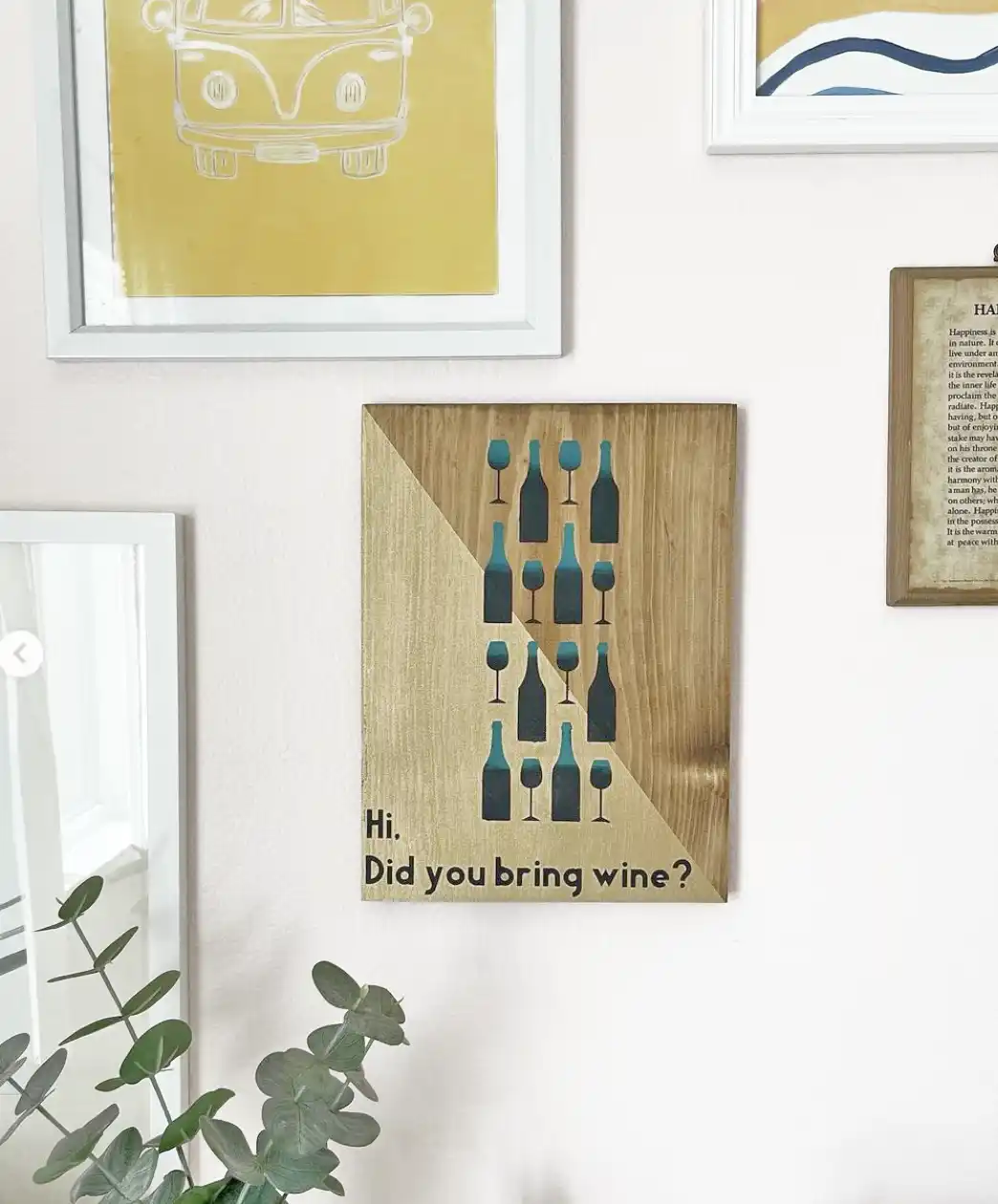 Wine artwork on wood