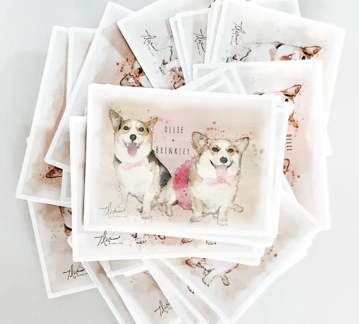 Ollie + Brinkley watercolor pet portraits 