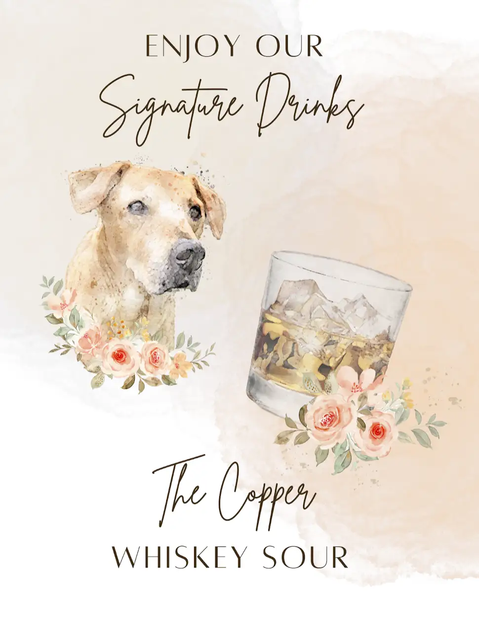 Custom pet drink wedding menu