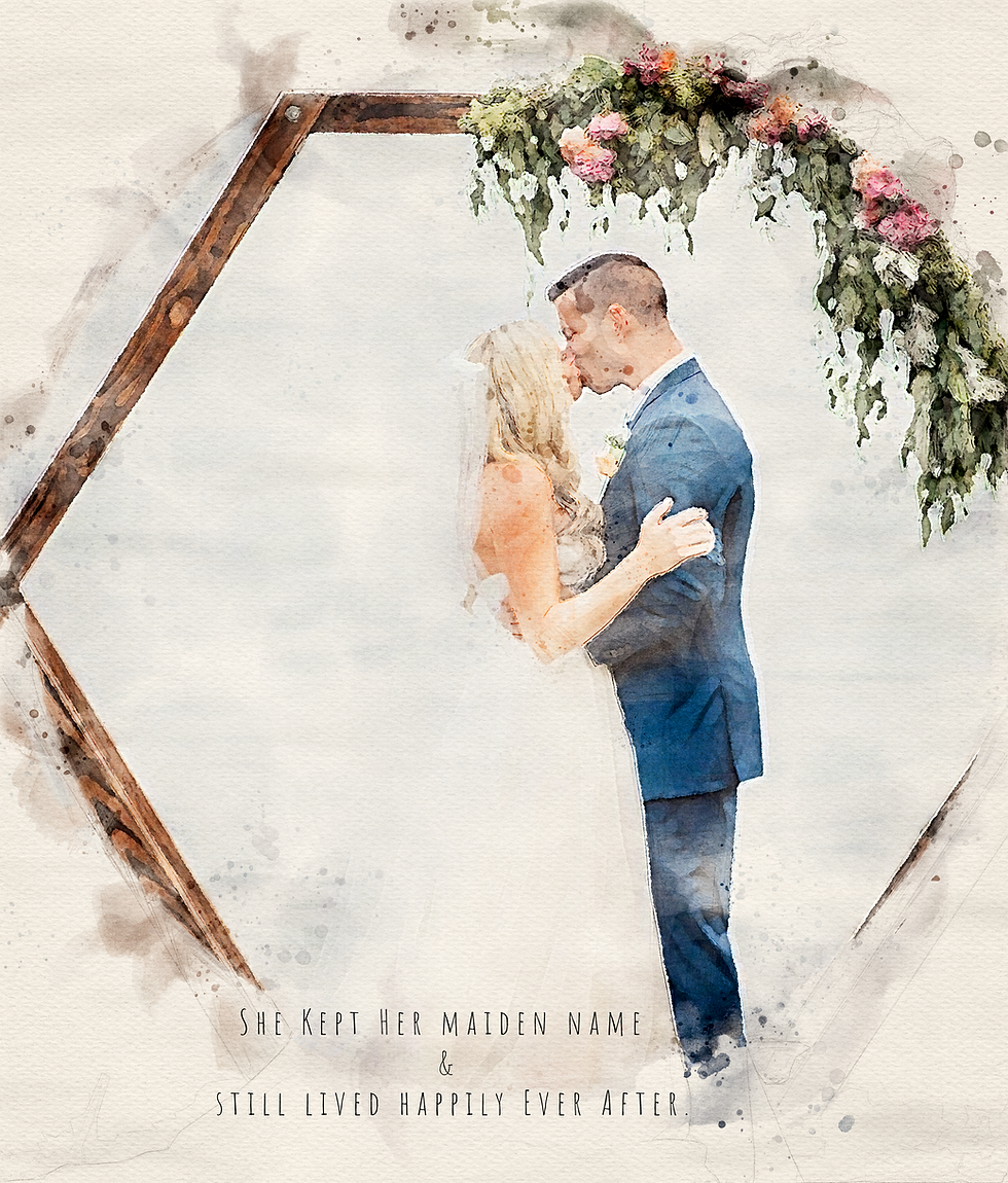 Thumbnail: Watercolor artwork of couple's wedding.