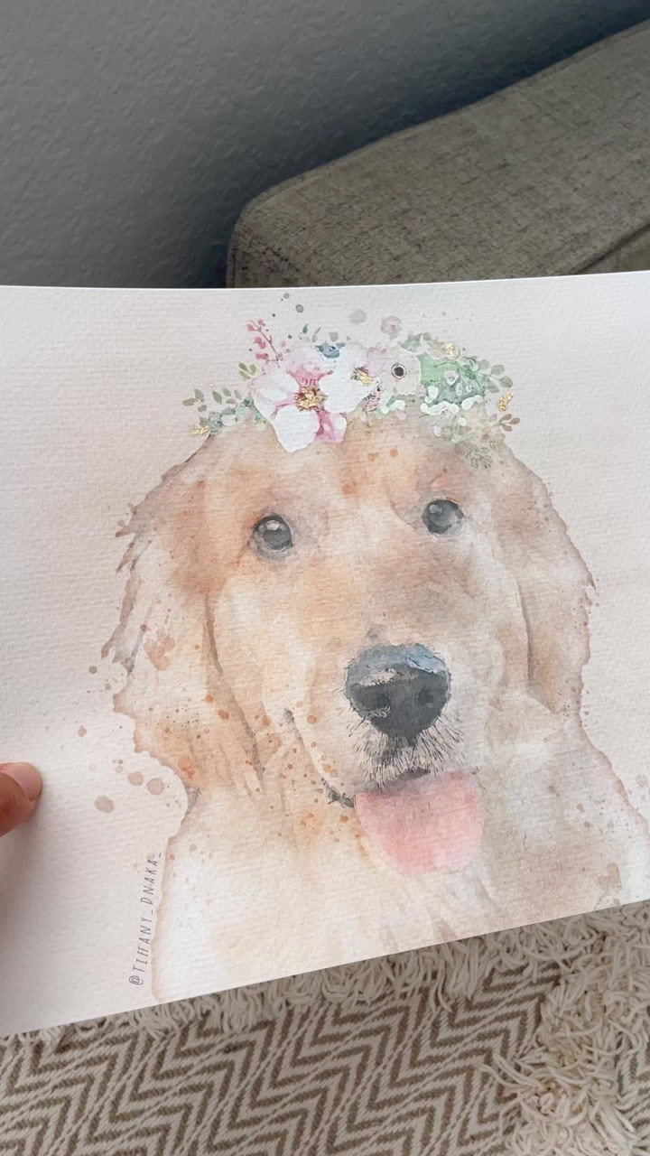 Thumbnail: Floral Crown Pet Portrait - Custom