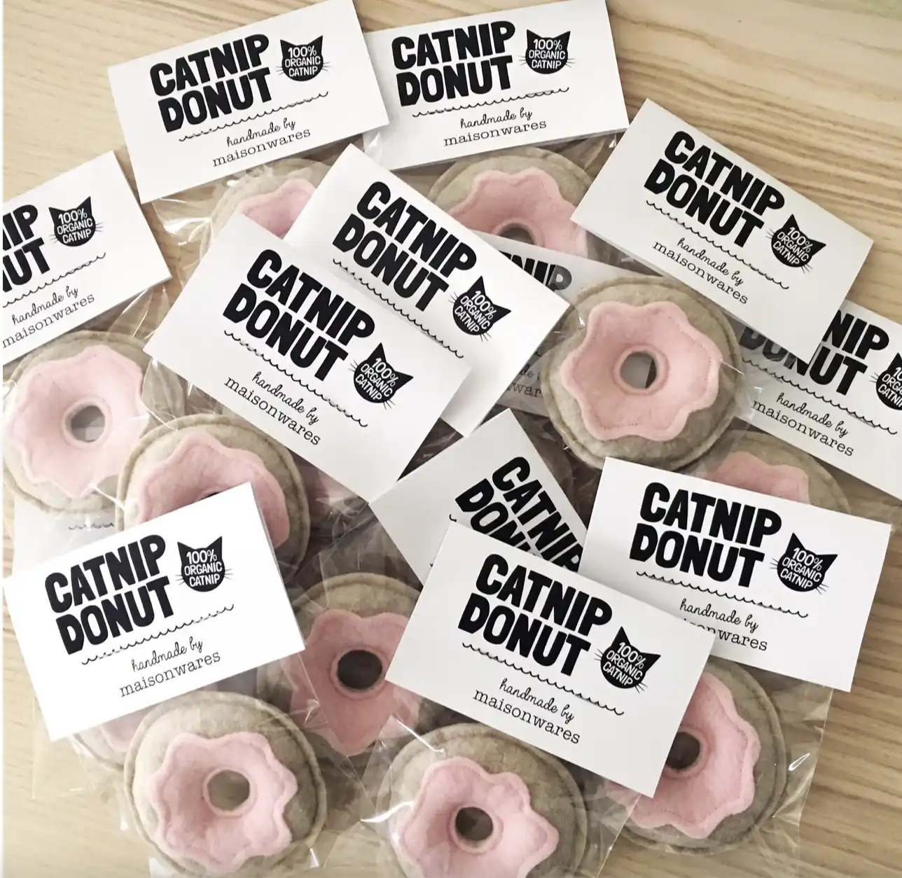 catnip pink donut cat toy