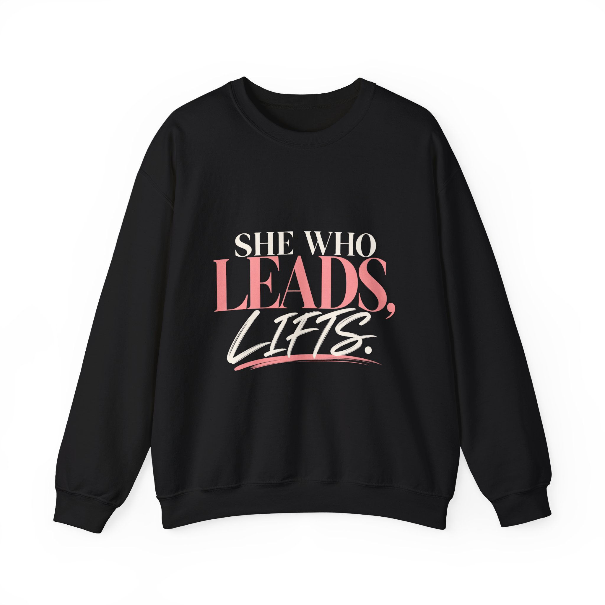 Crewneck Sweatshirt — 'LEADS,' Pink Minimalist Marketing Tee for Entrepreneurs