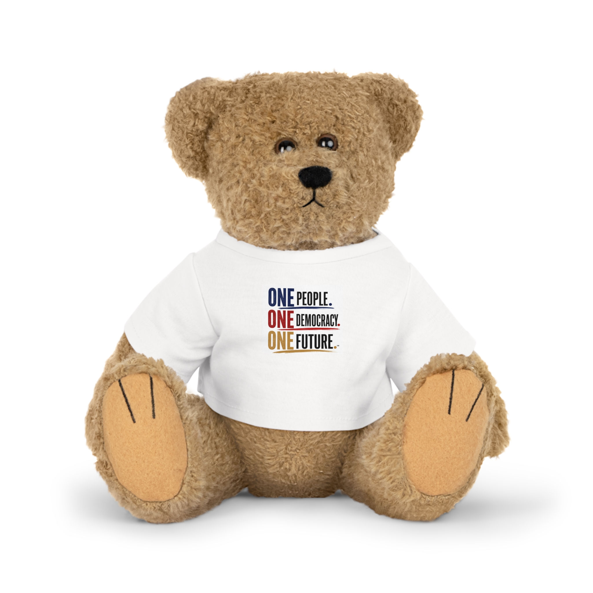 One People Teddy Bear Plush with 'One People One Democracy One Future' T‑Shirt