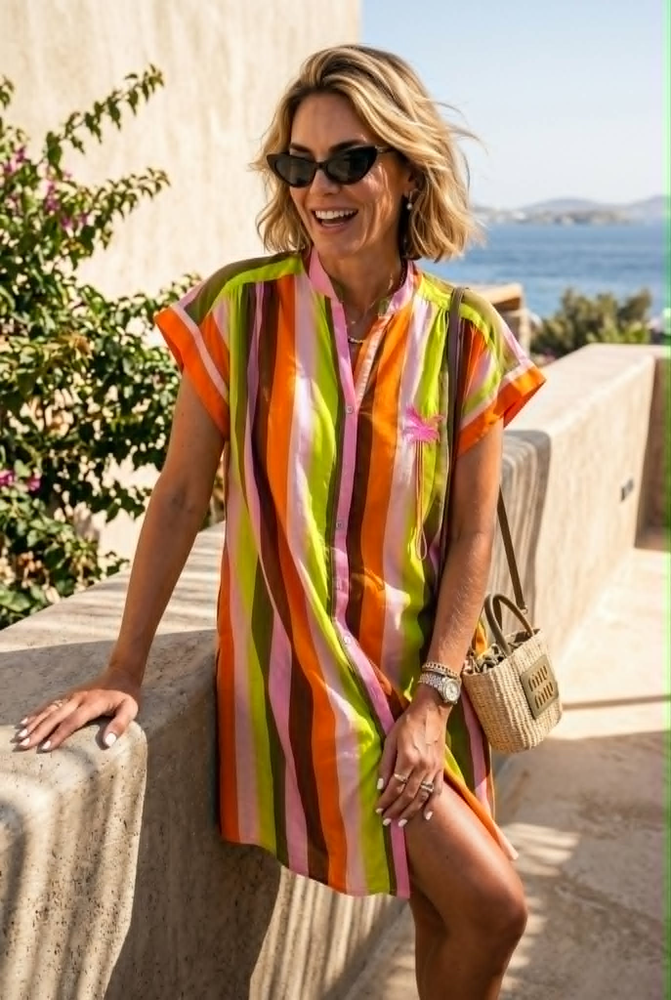 Robe chemise à rayures