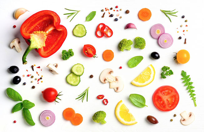 Food pattern with raw fresh ingredients