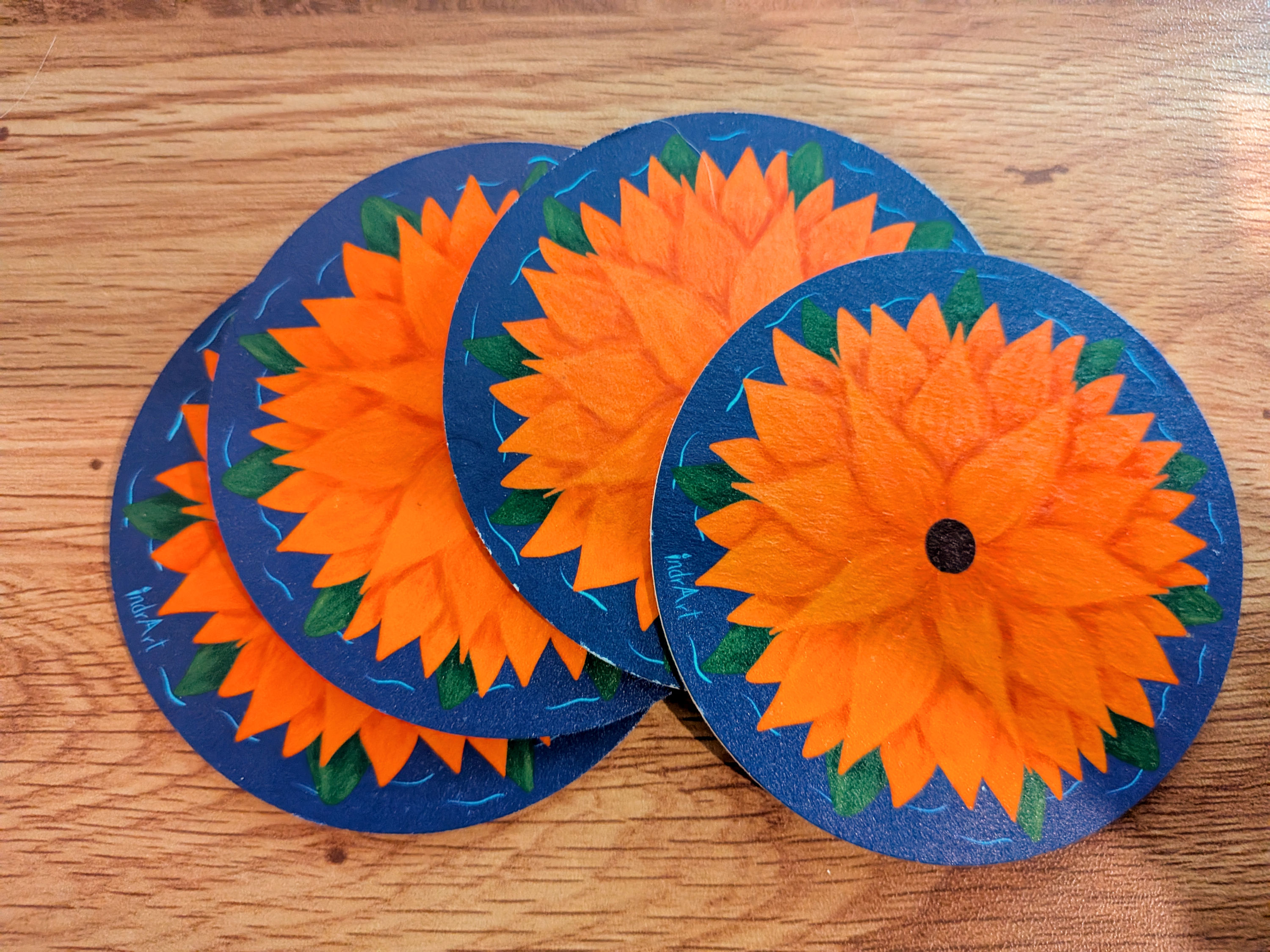 Orange Flower Coasters