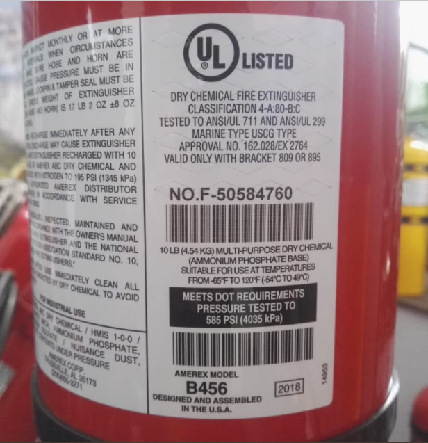 Extintor Amerex PQS de 10 lbs.