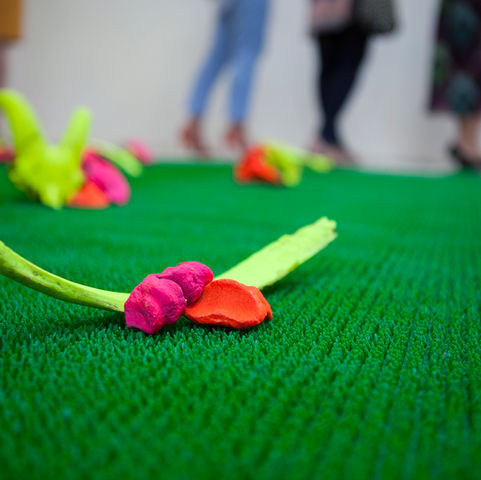 The Oasis, 2017 / Exhibition view. Patch of artificial grass. Öndökhaan, Mongolia