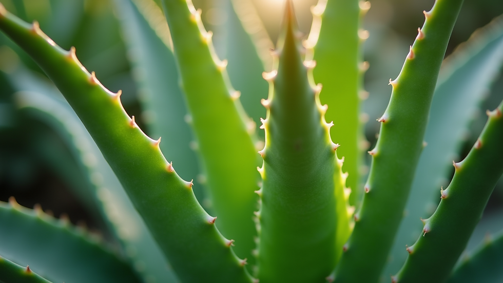 Close-up view of green aloe vera leaves in natural light