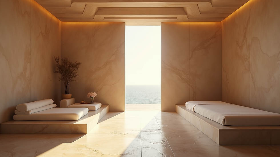 Eye-level view of elegant spa entrance with minimalist design