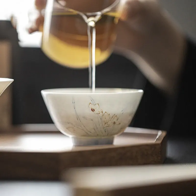 Miniatura: Starožitný modrý porcelánový šálek na čaj Kung Fu 80ml / Modrý porcelánový šálek 80ml