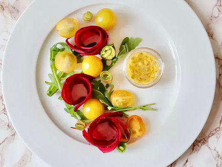 Vegan Beetroot Rose Salad (onions and garlic free)