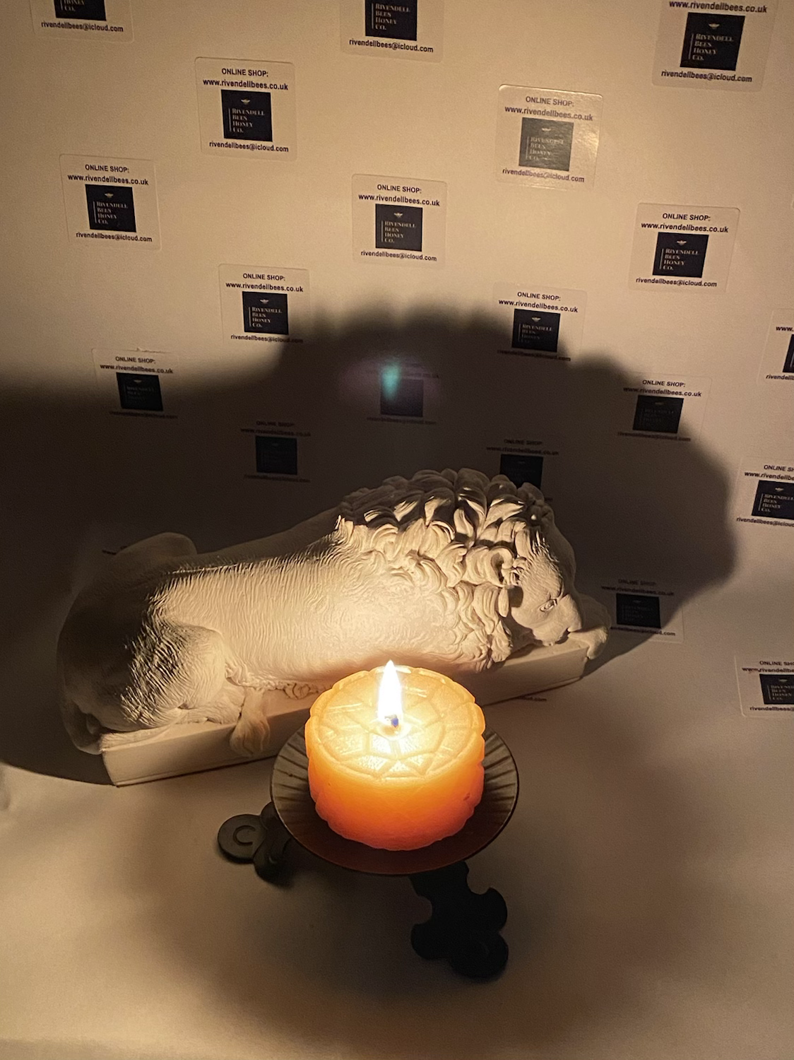 Beeswax Pillar Candle - Cracked Pattern