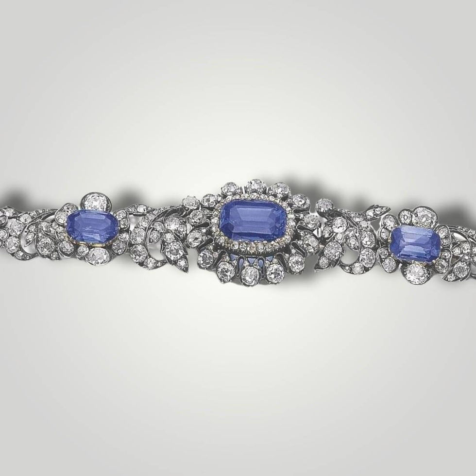 Miniature : Bracelet Silver Zircon Sapphire Antique Royal Queen Edwardian
