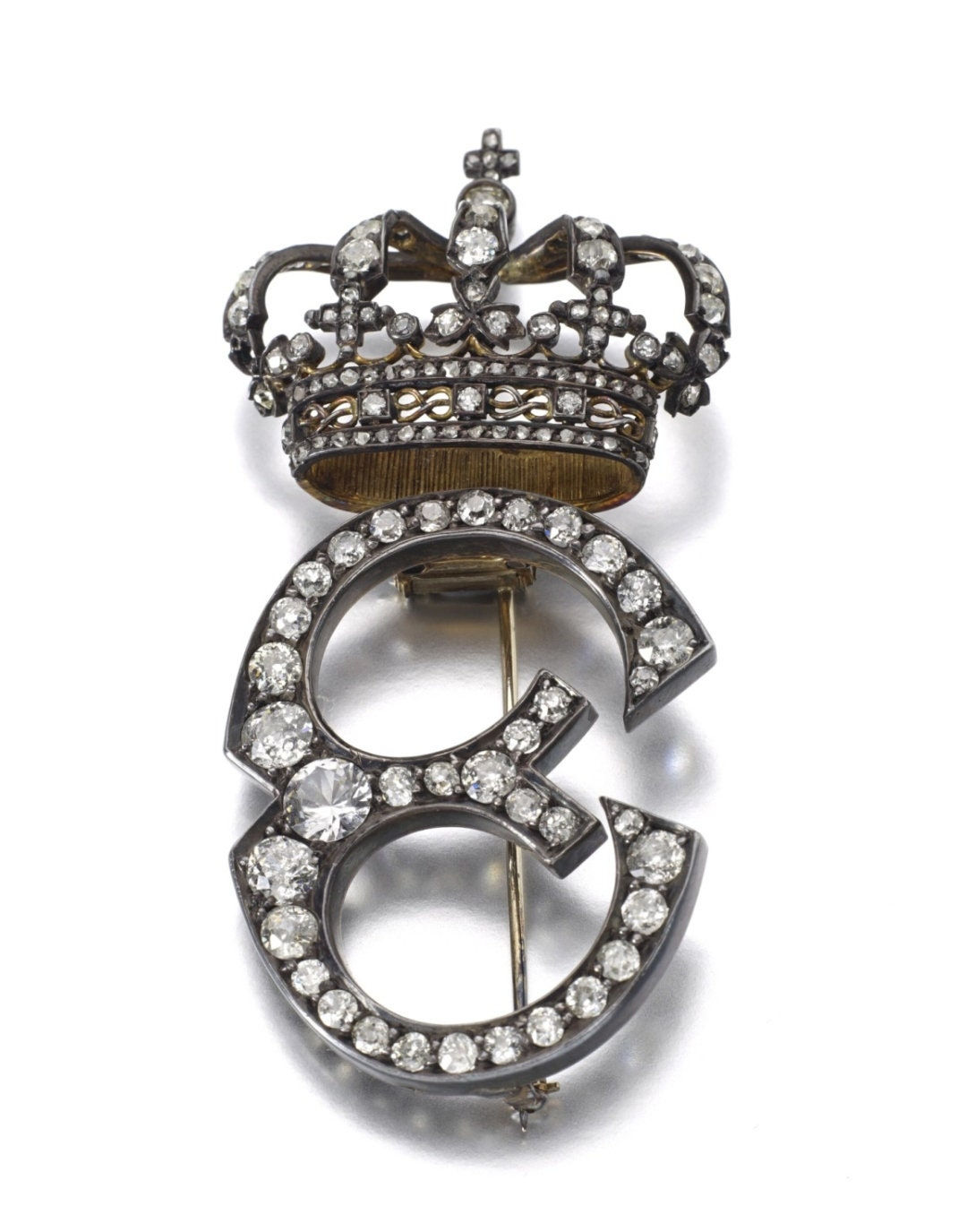 Brooch Silver Diamond Vintage Art Deco Antique Queen 925