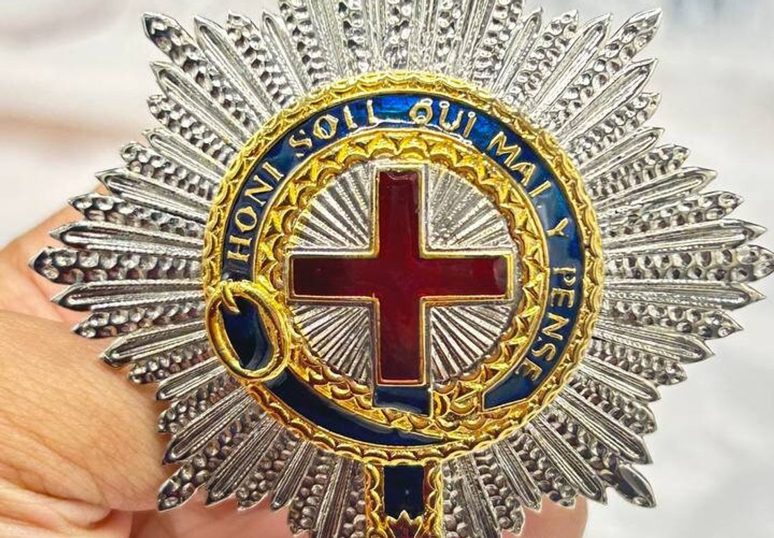 Royal Order: Silver Wedding 925 sterling blue enamel Garter