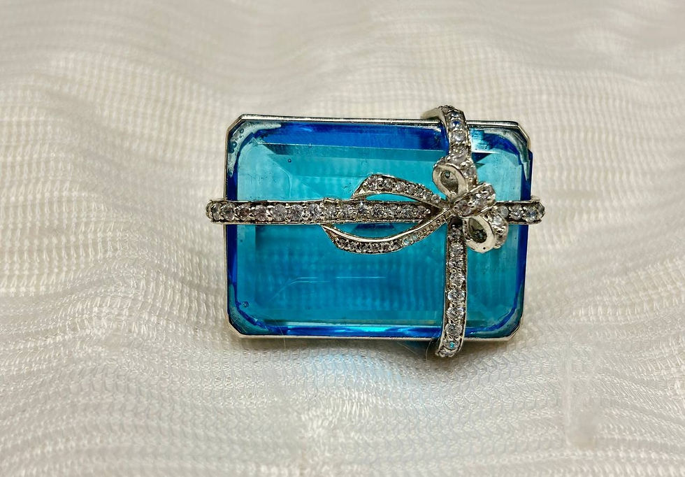 Thumbnail: Brooch Silver Zircon Emerald Cz Art Deco Antique Victorian cut