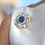 Miniature : Brooch Silver Zircon Sapphire Vintage Antique Bridal Queen 925