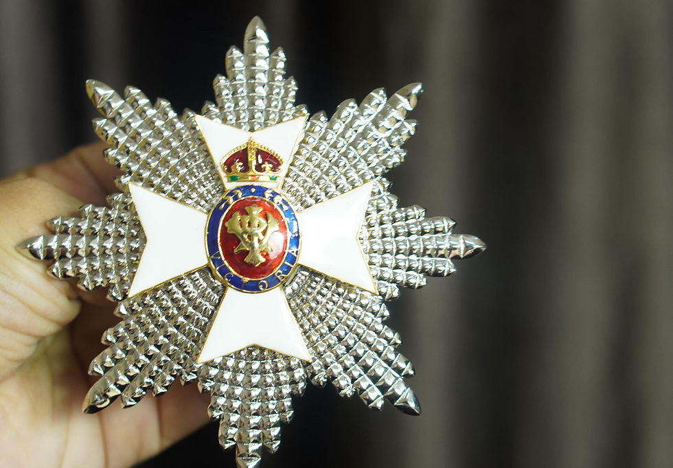 Miniature : Silver Vintage Victorian Royal Order , grand star cross in 925