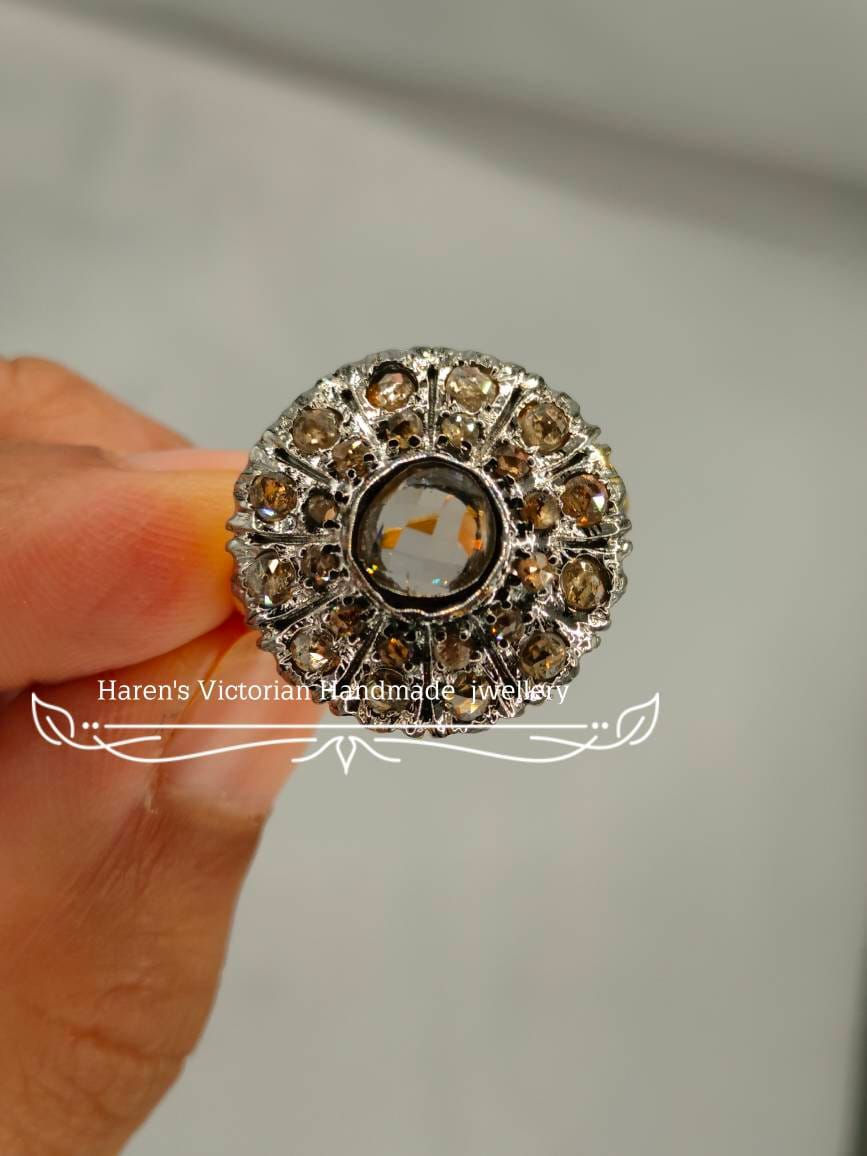 Miniatura: Ring Silver Diamond Vintage Art Deco Antique Georgian 1.80 Ctw