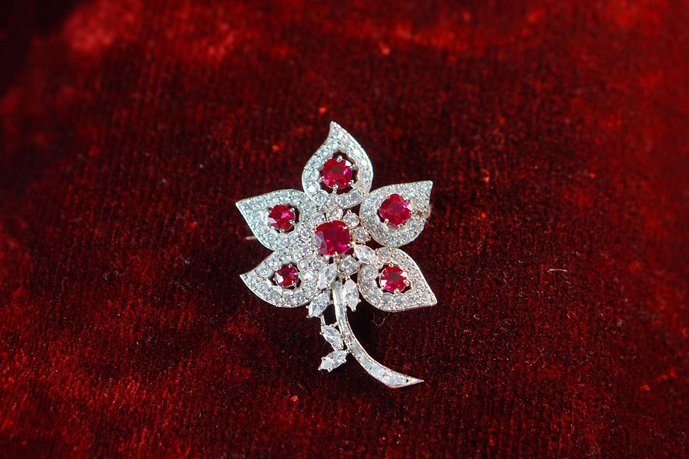 Miniatura: Brooch Silver Zircon Ruby Vintage Art Deco Antique Bridal Royal