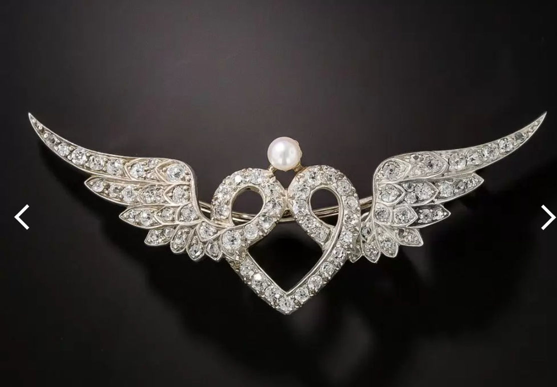 Necklace Silver Zircon Cz Vintage Art Deco Wedding Queen Art