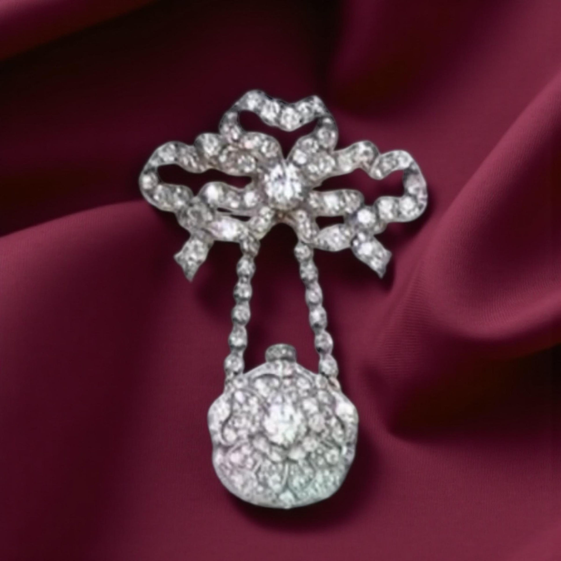 Brooch Silver Zircon Antique Wedding Victorian Queen Mary