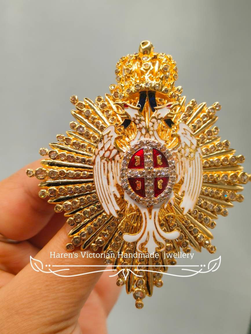 Miniature : Crown Brooch Silver Diamond Vintage Royal Queen Reproduction 925