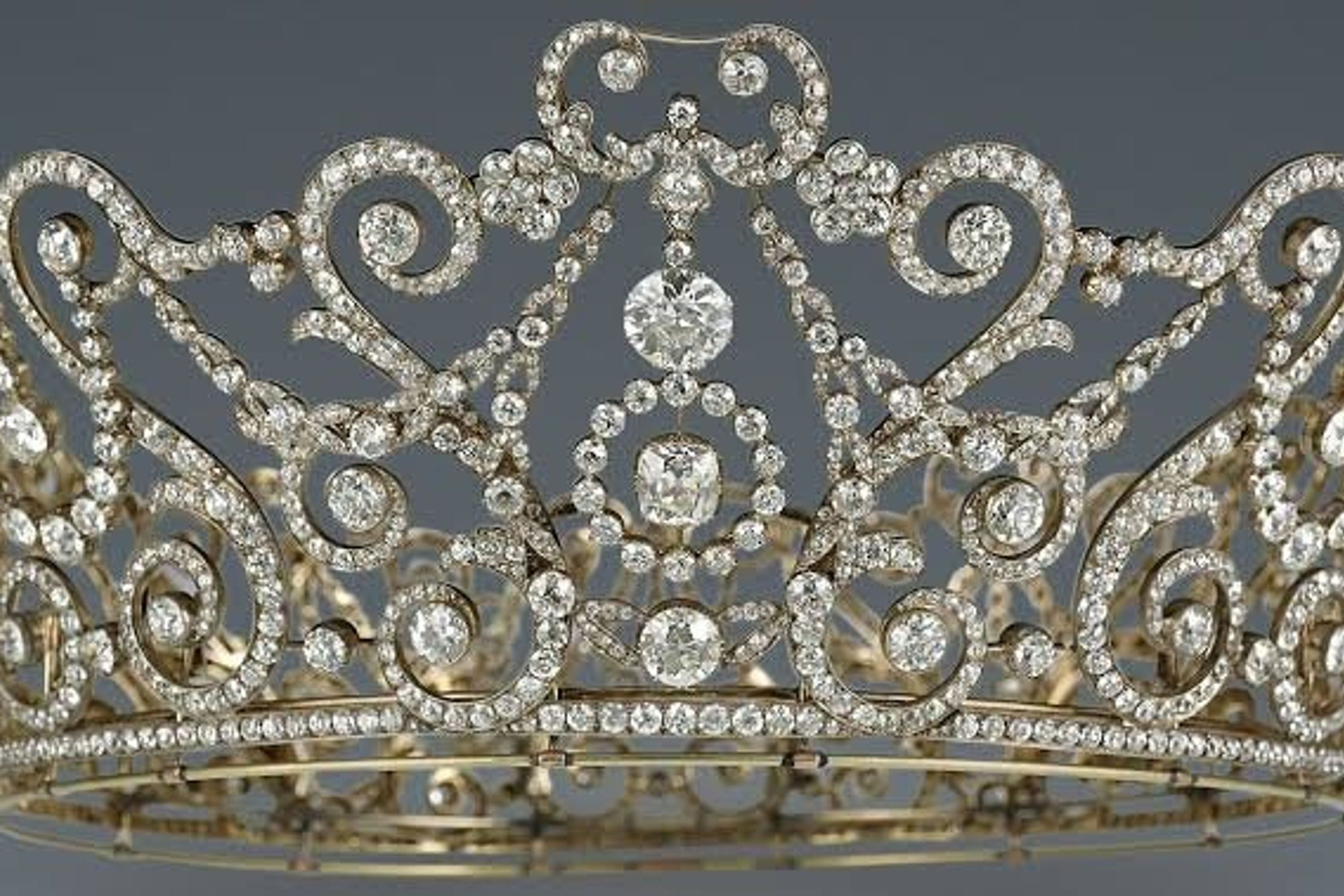 Tiara Crown Silver Zircon Cz Vintage Antique Bridal Wedding