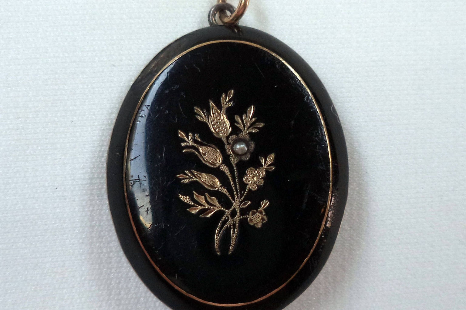 Necklace: Pendant Gold Emerald Pearl Vintage Victorian Georgian