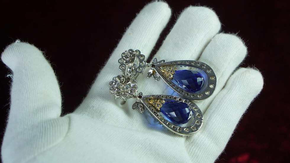 Miniature : Ring Silver Diamond Sapphire Vintage Art Deco Antique Queen